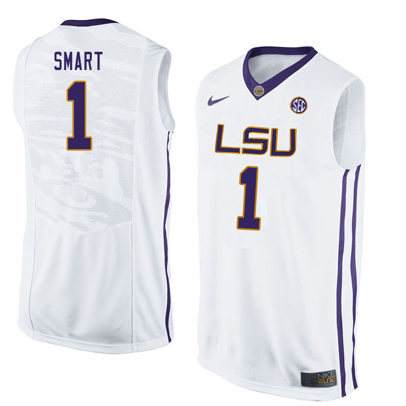 Men #1 Ja'vonte Smart LSU Tigers College Basketball Jerseys Sale-White